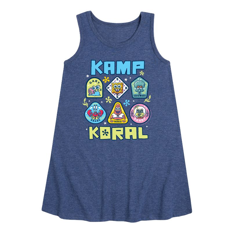 Girls' - SpongeBob SquarePants - Kamp Koral Kamp Koral Patches Graphic Sleeveless Aline Dress