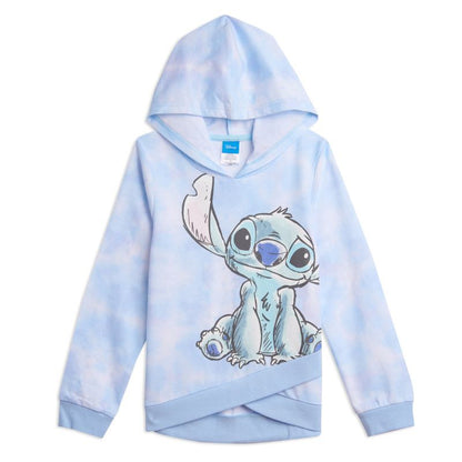 Disney Lilo & Stitch Girls French Terry Pullover Crossover Hoodie Little Kid to Big Kid