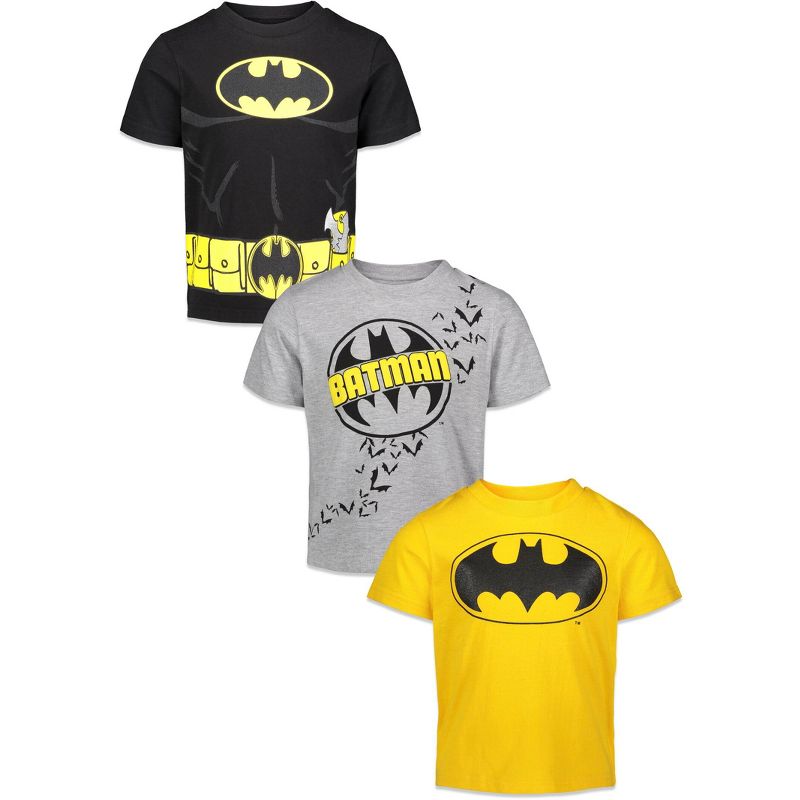 DC Comics Justice League Batman Joker Riddler 3 Pack T-Shirts Little Kid to Big Kid