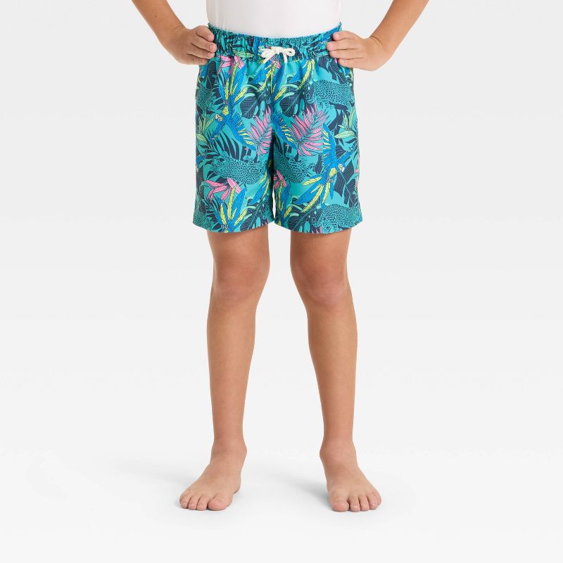شورت سباحة للأولاد بطبعة حيوانات الغابة - Cat &amp; Jack™ Teal
