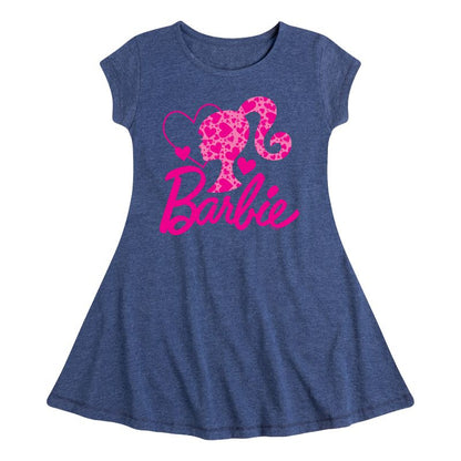 Girls' - Barbie - Logo Hearts Fit & Flair Cap Sleeve Dress