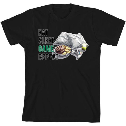 "Eat, Sleep, Game, Repeat" Youth Crew Neck Short Sleeve Tee