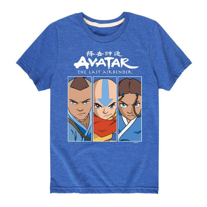 Boys' - Avatar: The Last Airbender - Aang Sokka Katara Trio Short Sleeve Graphic T-Shirt