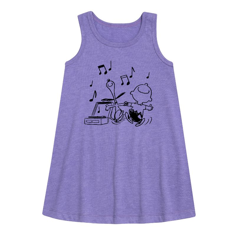 Girls' - Peanuts - Snoopy Dancing Graphic Sleeveless Aline Dress