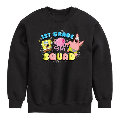 Boys' - SpongeBob SquarePants - 1st Grade Squad Graphic Long Sleeve Fleece Sweatshirt
