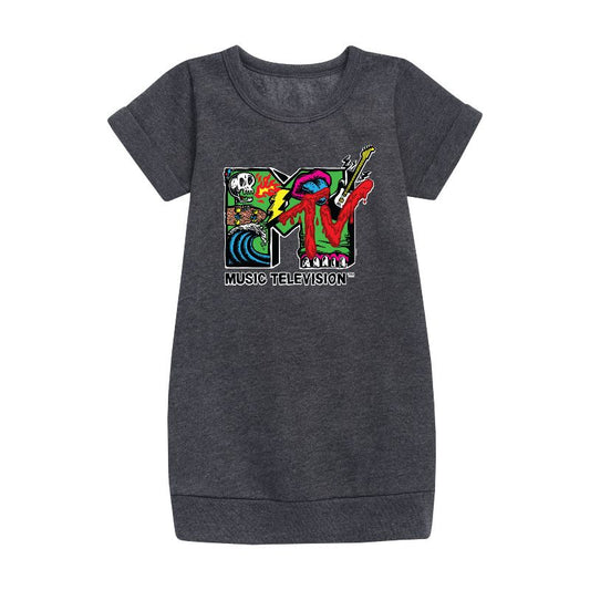 Girls' - MTV - Skater Graphic Short Sleeve Fleece Dress