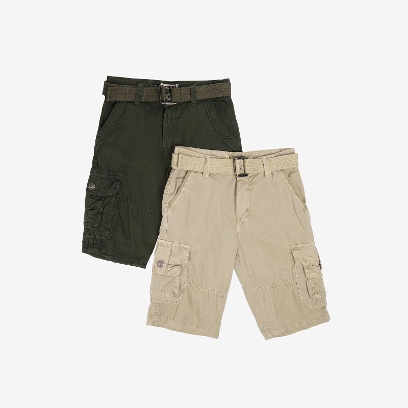 RAW X Boy's 2 pack Combo Belted Cargo Shorts,Twill Shorts -Kids Shorts