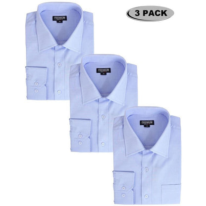 Galaxy Authentic Boy’s Long Sleeve Button Down Dress Shirt-3 Pack