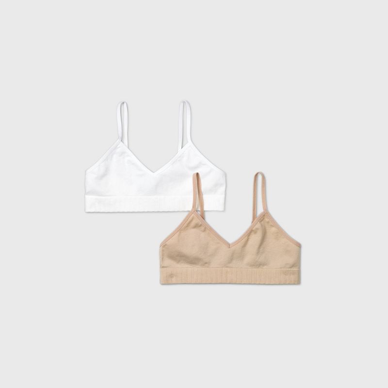 Girls' Seamless Bra 2pk - Cat & Jack™ White/Tan