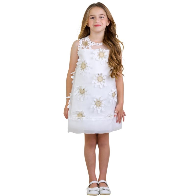 Girls 3D Sunflower Sleeveless Dress Mia Belle Girls