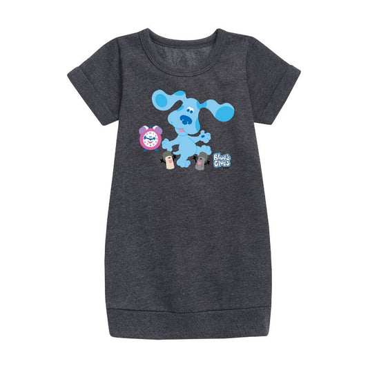 Girls' - Blue's Clues & You! - Blue Clues Crew Graphic Short Sleeve Fleece Dress