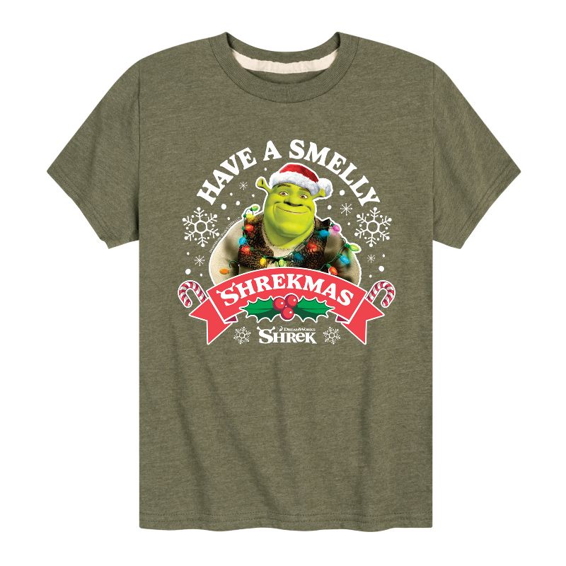 Boys' - Shrek - Have a Smelly Shrekmas Short Sleeve Graphic T-Shirt