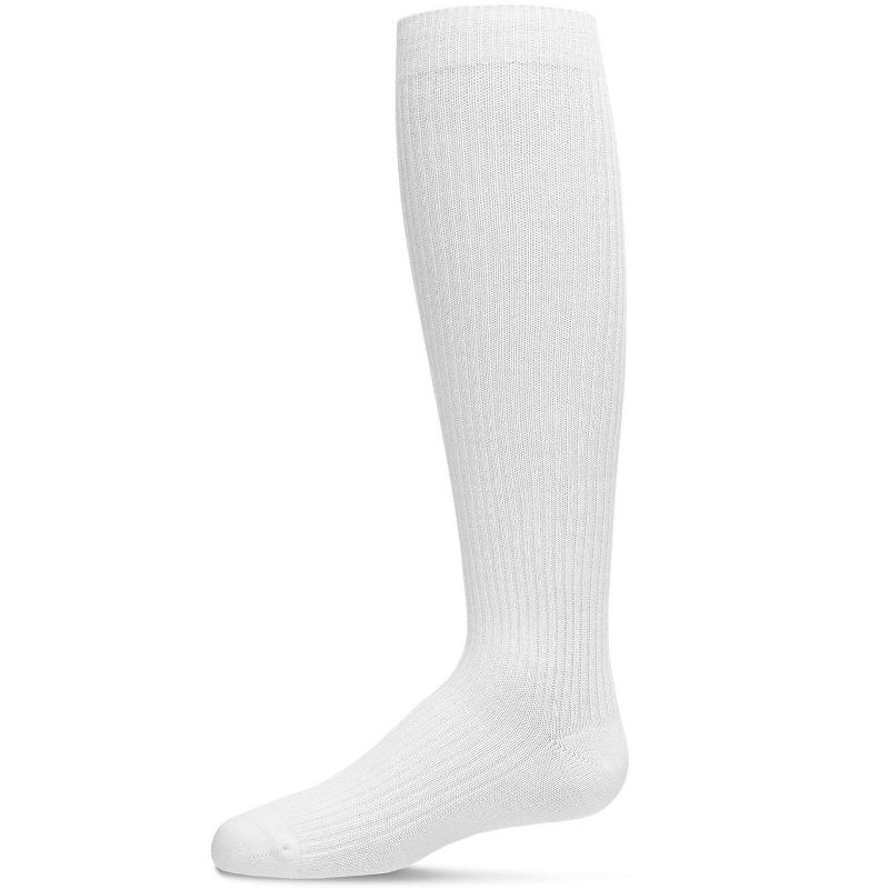 Memoi Thin Ribbed Girls Cotton Blend Knee High Sock