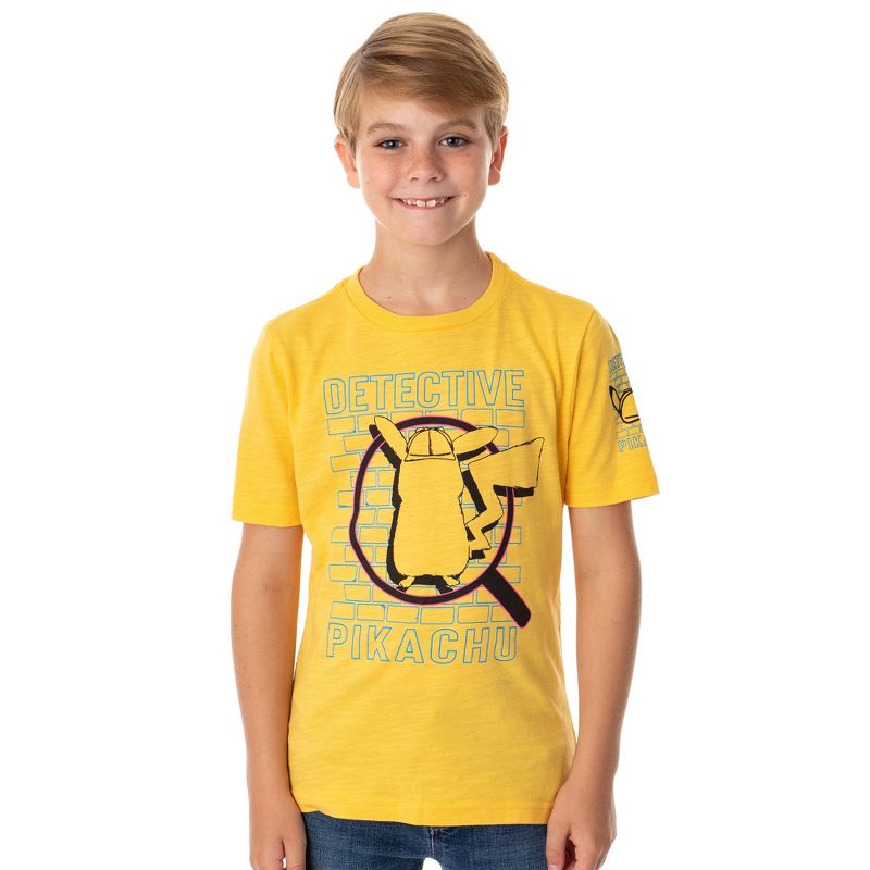 Seven Times Six Pokemon Detective Pikachu Big Boys Short Sleeve T-Shirt Yellow Kids Yellow