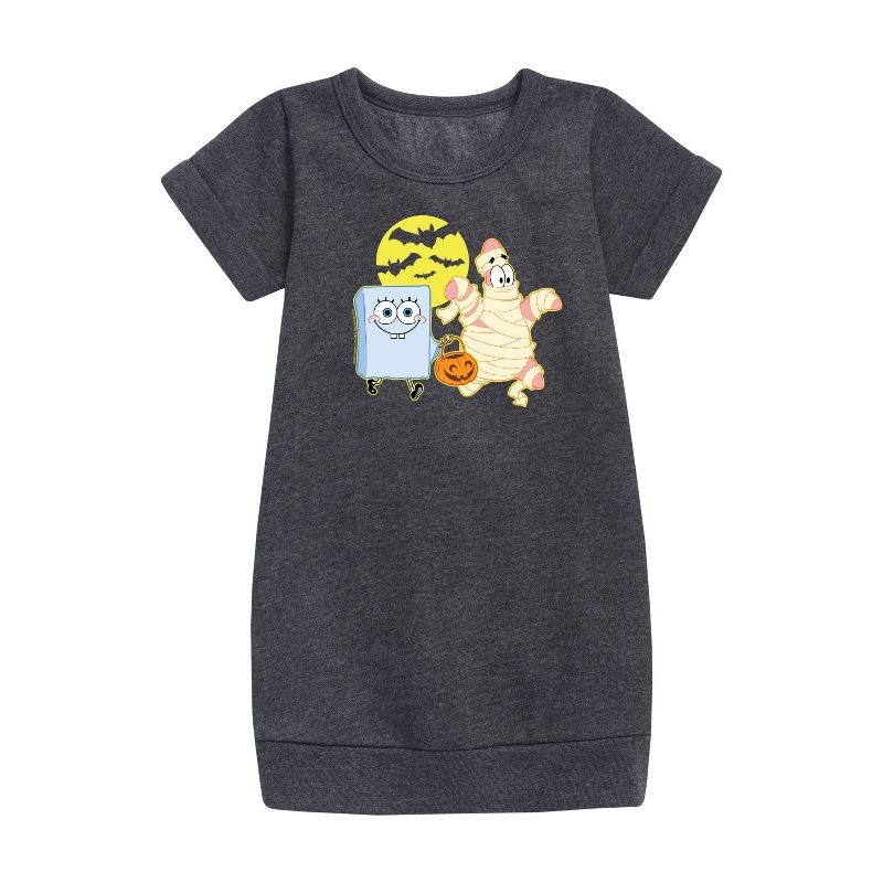 Girls' - SpongeBob SquarePants - Patrick Trick Or Treating Graphic Short Sleeve Fleece Dress