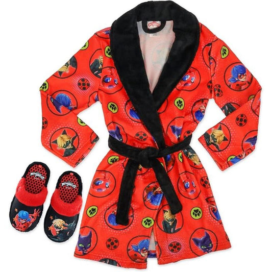 Miraculous Ladybug Little/Big Girls 2-Piece Matching Robe and Slipper Set