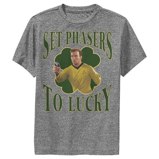 تي شيرت Star Trek: The Original Series للأولاد، مجموعة Captain Kirk من لعبة Phasers to Lucky Performance، بمناسبة عيد القديس باتريك