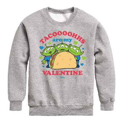 Boys' - Toy Story - Tacos Are My Valentine Graphic Long Sleeve Fleece Sweatshirt