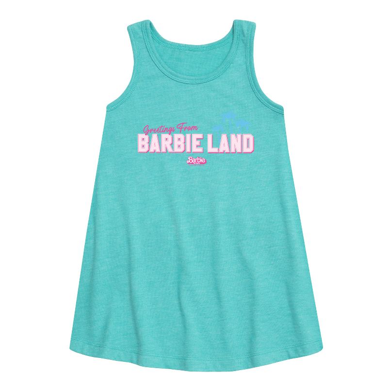 Girls' - Barbie - Greetings From Barbie Land Graphic Sleeveless Aline Dress