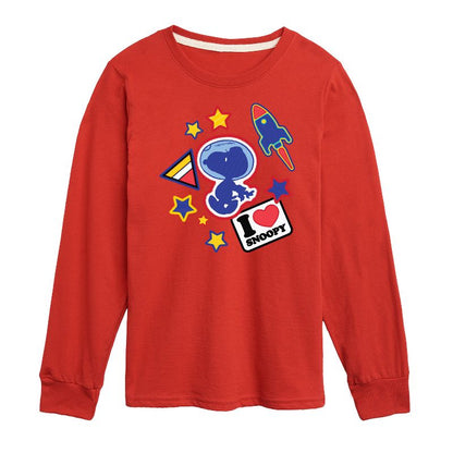 تي شيرت جرافيكي بأكمام طويلة بتصميم سنوبي من الفضاء للأولاد - بينتس