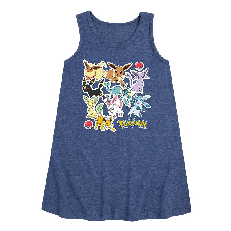 Girls' - Pokémon - Eeveelution Stickers Graphic Sleeveless Aline Dress