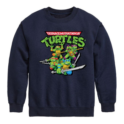 Boys' - Teenage Mutant Ninja Turtles - Gaming Group And Logo Graphic Long Sleeve Fleece Sweatshirt