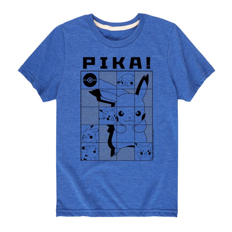 تي شيرت جرافيكي بأكمام قصيرة بتصميم شبكي من بوكيمون للأولاد - بيكا بيكاتشو