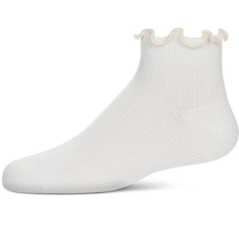 Memoi Girls' Colored Ruffle Anklet Socks