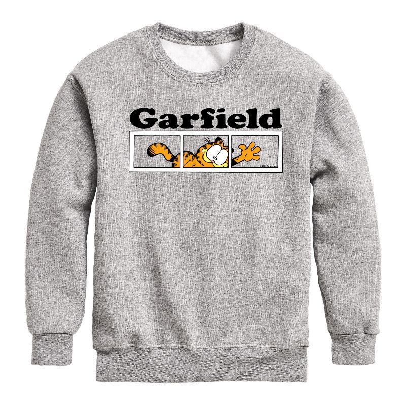 Boys' - Garfield - Garfield Panel Logo Graphic Long Sleeve Fleece Sweatshirt