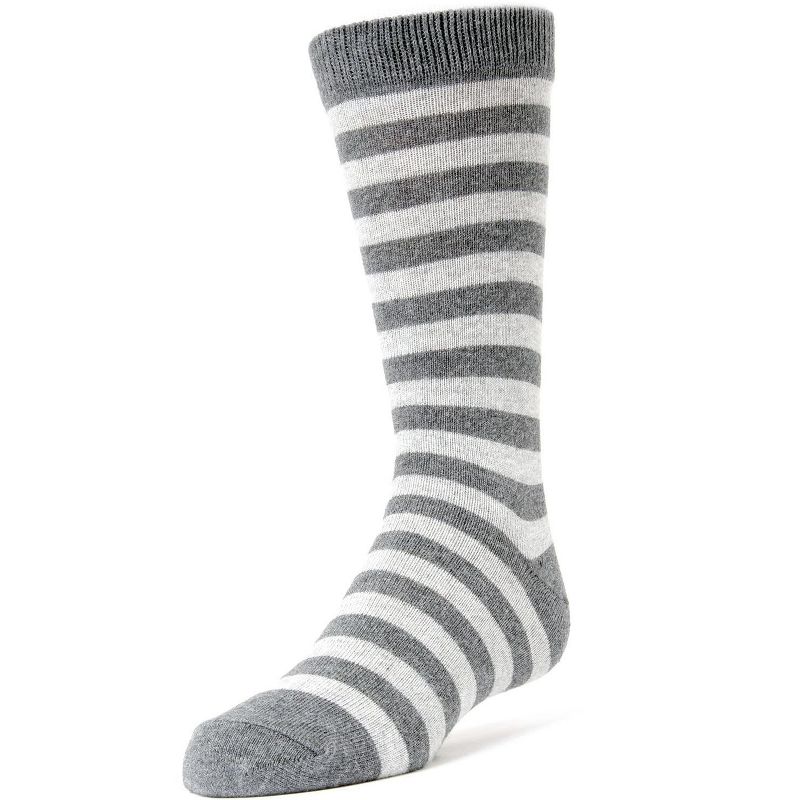 Memoi Two Color Striped Boys Cotton Blend Dress Socks
