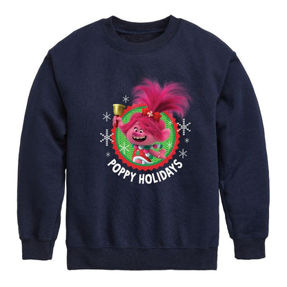 Boys' - Trolls - Poppy Holidays Graphic Long Sleeve Fleece Sweatshirt