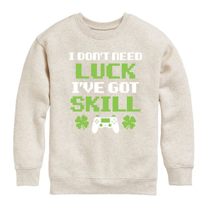 Boys' - Instant Message - St. Patrick's Day I Don't Need Luck, I've Got Skills Graphic Long Sleeve Fleece Sweatshirt