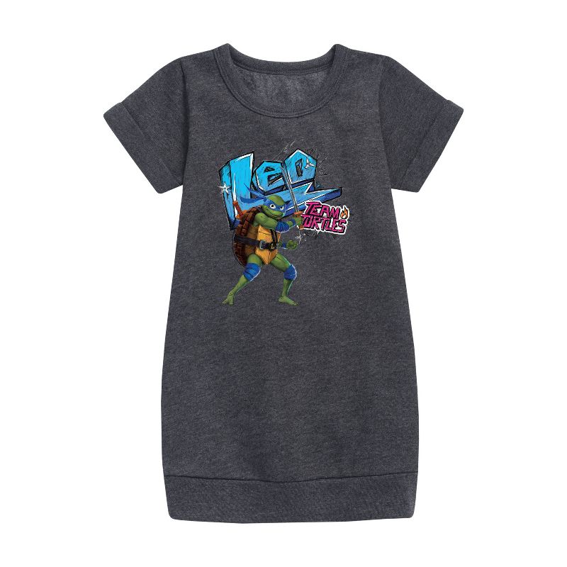 Girls' - Teenage Mutant Ninja Turtles - Leonardo AKA Leo Graphic Short Sleeve Fleece Dress