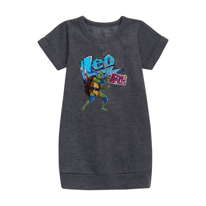 Girls' - Teenage Mutant Ninja Turtles - Leonardo AKA Leo Graphic Short Sleeve Fleece Dress