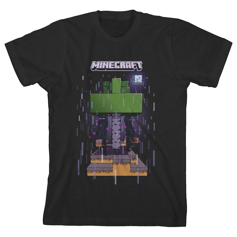 تي شيرت Minecraft Enderman أسود بأكمام قصيرة ورقبة دائرية للأولاد