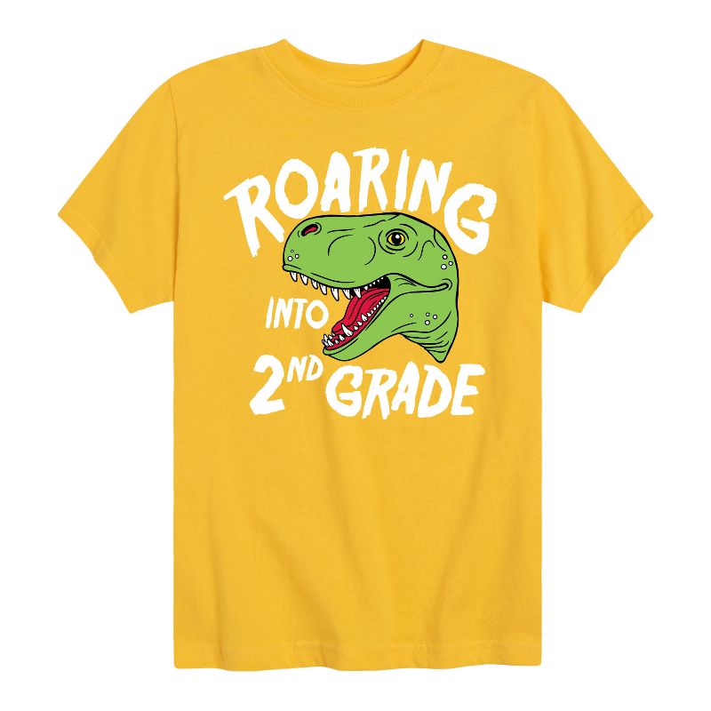 تي شيرت جرافيكي بأكمام قصيرة للأولاد - رسالة فورية - "الانطلاق إلى الصف الثاني"