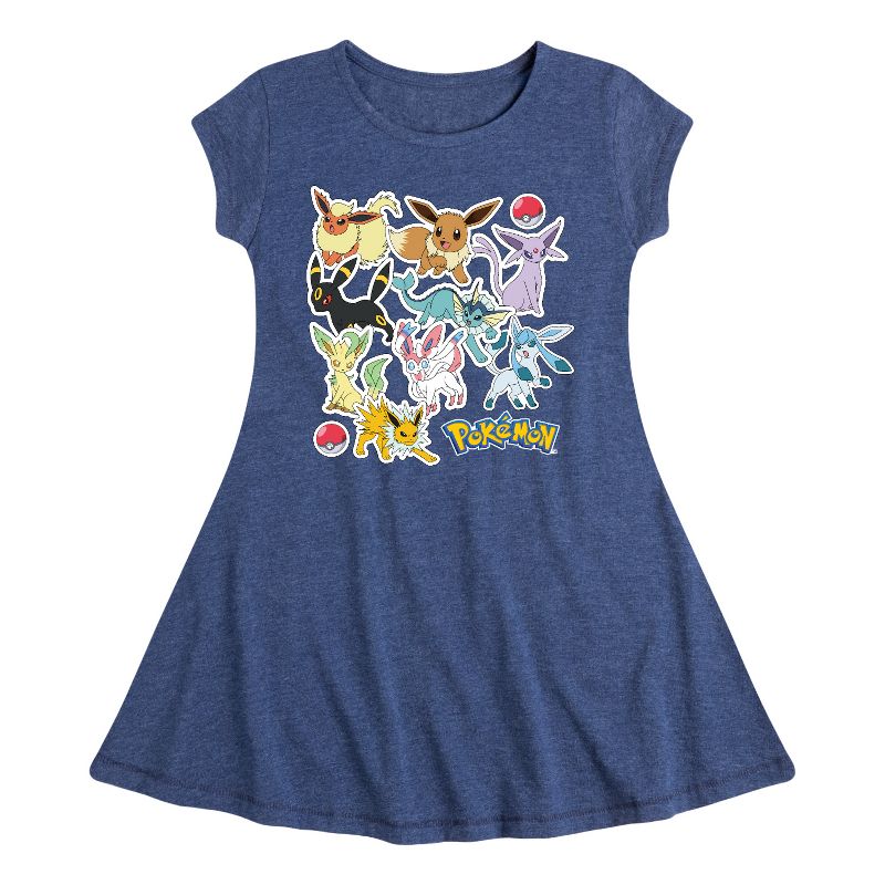 فستان بناتي - بوكيمون - إيفي إيفولوشن - ملائم وأنيق - بأكمام قصيرة