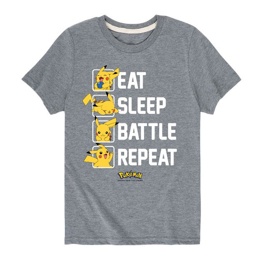 Boys' - Pokémon - Eat Sleep Battle Repeat Short Sleeve Graphic T-Shirt
