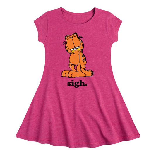 Girls' - Garfield - Sigh Garfield Fit & Flair Cap Sleeve Dress