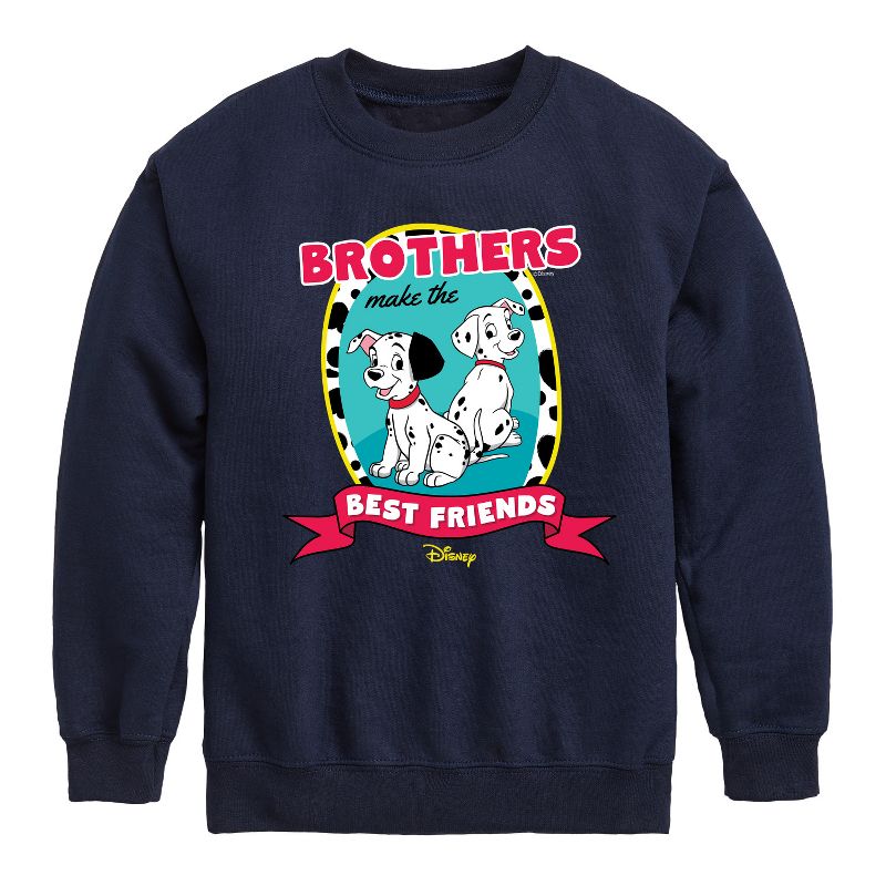 Boys' - 101 Dalmatians - Brothers Make the Best Friends Graphic Long Sleeve Fleece Sweatshirt