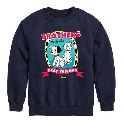 Boys' - 101 Dalmatians - Brothers Make the Best Friends Graphic Long Sleeve Fleece Sweatshirt