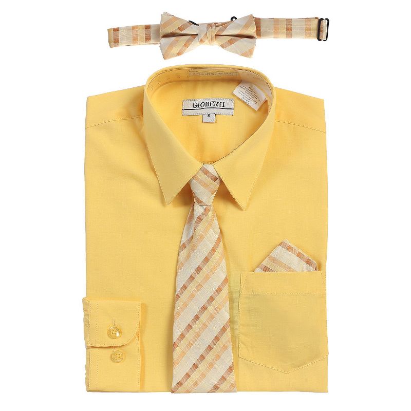 Gioberti Boy's Long Sleeve Dress Shirt and Plaid Tie Accessories Set (Part 3)