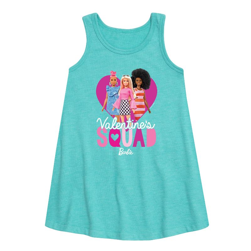 Girls' - Barbie - Valentine's Squad Graphic Sleeveless Aline Dress