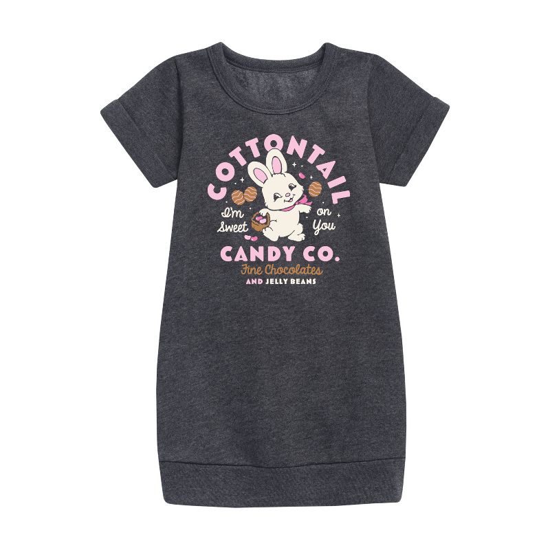 Girls' - Instant Message - Cottontail Candy Co. Graphic Short Sleeve Fleece Dress