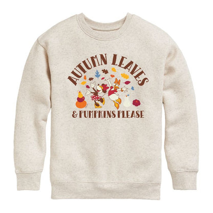 Boys' - Disney - Autumn Leaves And Pumpkins Please Graphic Long Sleeve Fleece Sweatshirt