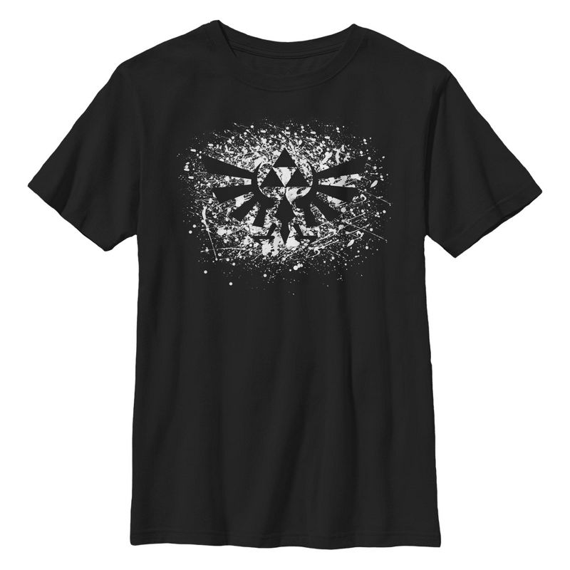 تي شيرت نينتندو ليجند أوف زيلدا ترايفورس مطبوع عليه بقع الطلاء للأولاد