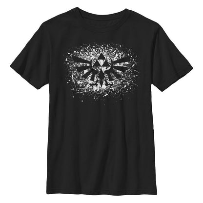 تي شيرت نينتندو ليجند أوف زيلدا ترايفورس مطبوع عليه بقع الطلاء للأولاد