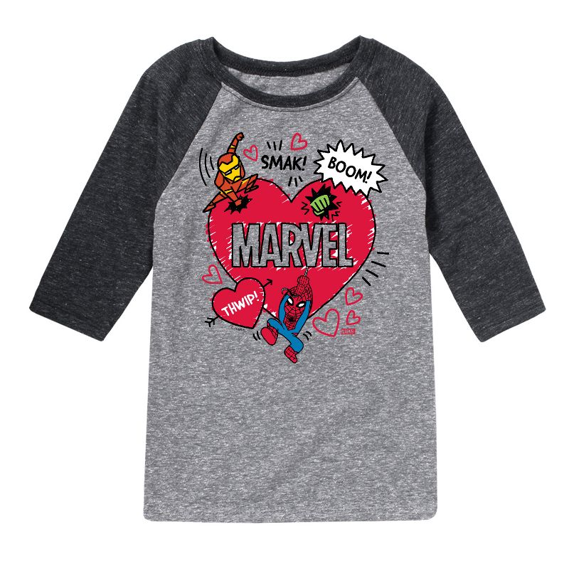 تي شيرت جرافيكي بنقشة قلب عيد الحب للأولاد من مارفل