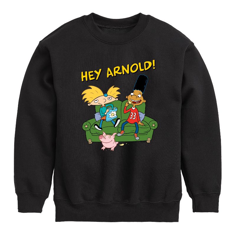 Boys' - Hey Arnold! - Arnold, Gerald and Abner Graphic Long Sleeve Fleece Sweatshirt