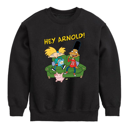 Boys' - Hey Arnold! - Arnold, Gerald and Abner Graphic Long Sleeve Fleece Sweatshirt